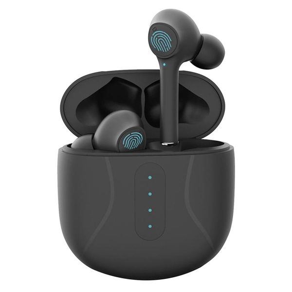 

bluetooth 5.0 earbuds with mic waterproof wireless press headphones deep bass&high-quality lossless audio(black) & earphones