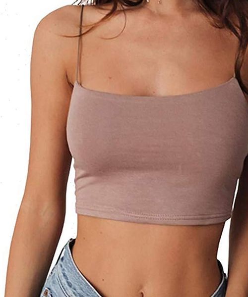 

summer fashion crop womens tank sling casual vest solid color, White