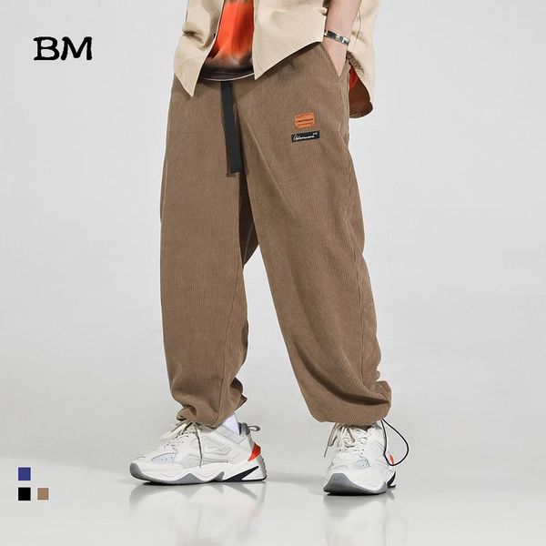 

fashions clothes hip hop straight casual pants streetwear khaki trousers korean style corduroy joggers college harajuku men's, Black
