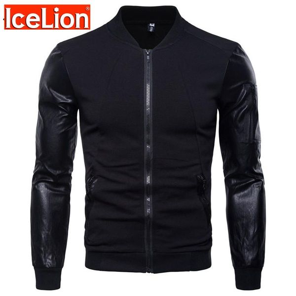 

men's jackets icelion fashion autumn patchwork men solid thin pilot coat simple long sleeve windbreaker man brand clothing, Black;brown