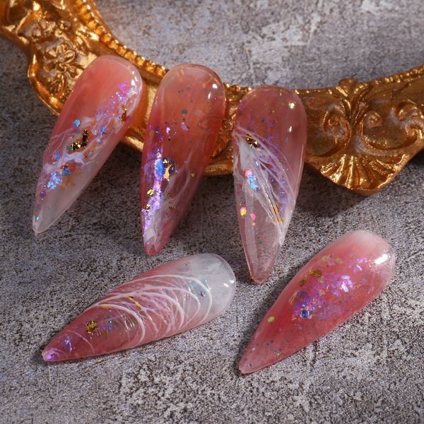 Premere sulle unghie nuovo glitter per unghie Luce polarizzata giapponese Opal Mirage Cristallo di ghiaccio riflettente Polvere di velluto di neve Sogno di squame di ghiaccio Evidenzia 5 stili caldi per opzione