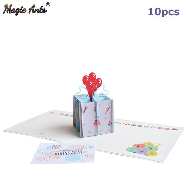 

greeting cards 10 pack 3d up birthday cartoon balloon box card postcard wholesale with envelope stickers