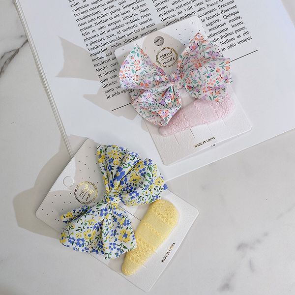 

barrettes hairpin 2-piece set of broken flower bow girl simple small fresh net red baby side clip female, Golden;silver