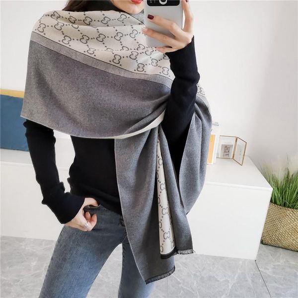 

winter scarf women cashmere warm foulard lady horse scarves thick soft shawls wraps, Blue;gray