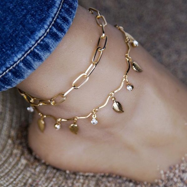 

anklets vintage bohemia for women gold color multilayer chain ankle bracelet foot jewelry beach accessories, Red;blue