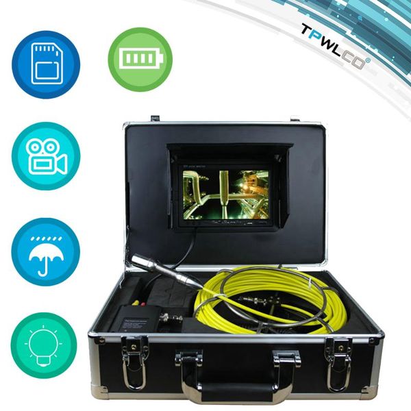 

pipeline drain sewer camera dvr inspection 23mm head waterproof endoscope video recording borescope with 7inch monitor ip cameras