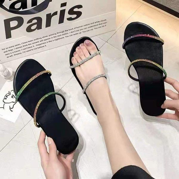 

slippers beach women fashion slides for casual sandals summer flat slipper shoes woman size 43, Black