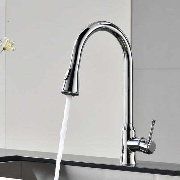 

kitchen faucets chrome color faucet mixer tap pull out sprayer single hole swive deck mounted 2021