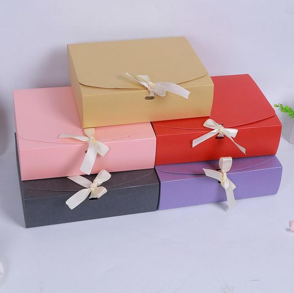

gift wrap 20pcs size:24.5*20*7cm large packaging paper box big cardboard jewelry craft clothes with ribbon