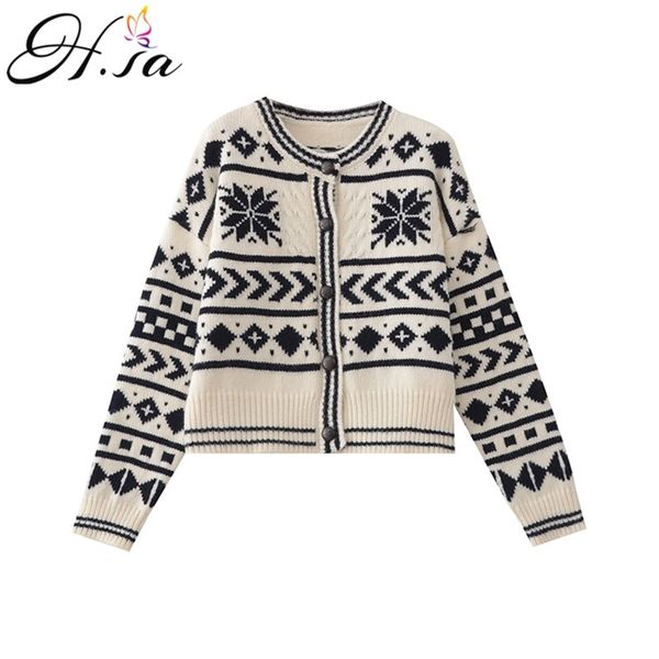 Camisolas de mulher Folral Cardigans ONeck Retro Vintage Colheita Snowflake Calça de Tricô Chrisrmas Sweater 210430