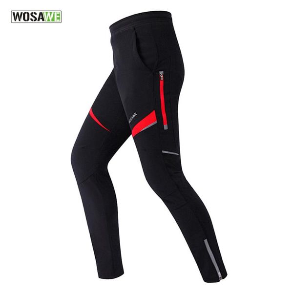

racing pants wosawe men fleece thermal cycling winter windproof waterproof tights & bicycle mtb road bike clothing sportswear, Black;blue