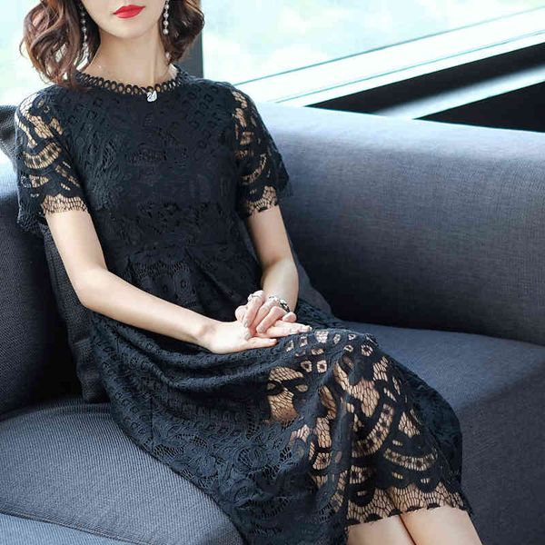 

bare short sleeve embroidered lace long elegant dress black ladies color feminine cloths, Black;gray
