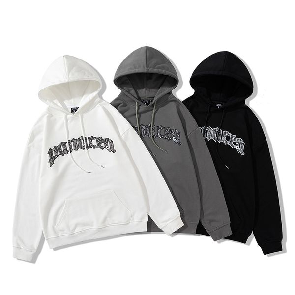 

fast on men's clothing autumn and winter solid color hip hop fashion brand plush oversize off shoulder casual hooded sweater men, Black