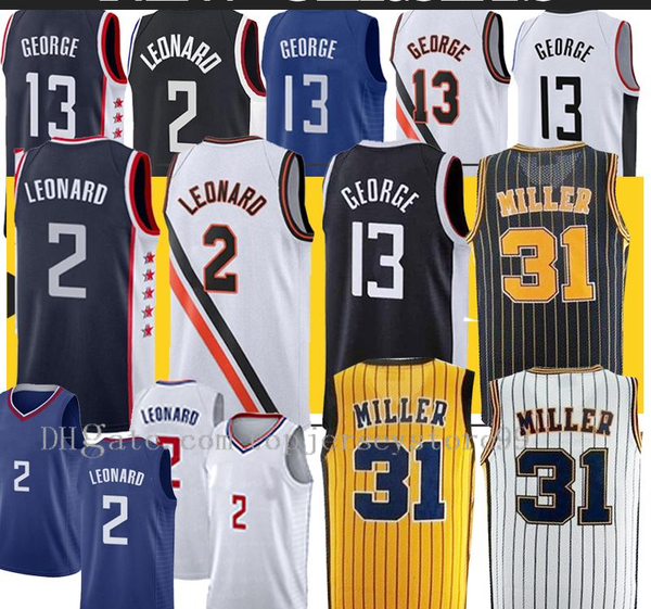 

professional mens kawhi 2 devin paul 13 george los angeleses basketball jersey indiana reggie 31 miller basketball jerseys size s-2xl, Black;red