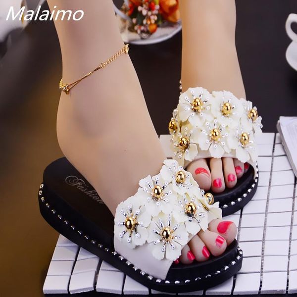 

cool slippers female floral summer slippers, antiskid soft bottom bathroom thick soles at home, Black