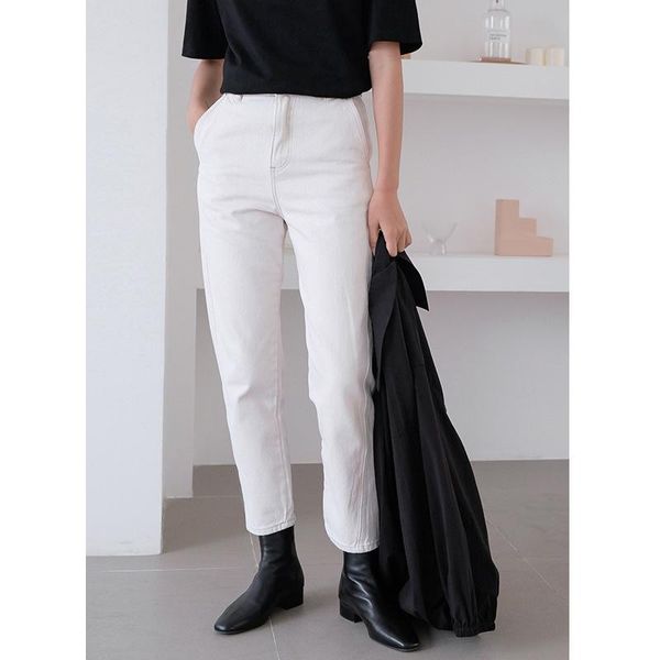 

women's pants & capris 2021 spring white jeans women skinny plus size mom female denim pencil pant cotton trousers middle waist femme, Black;white