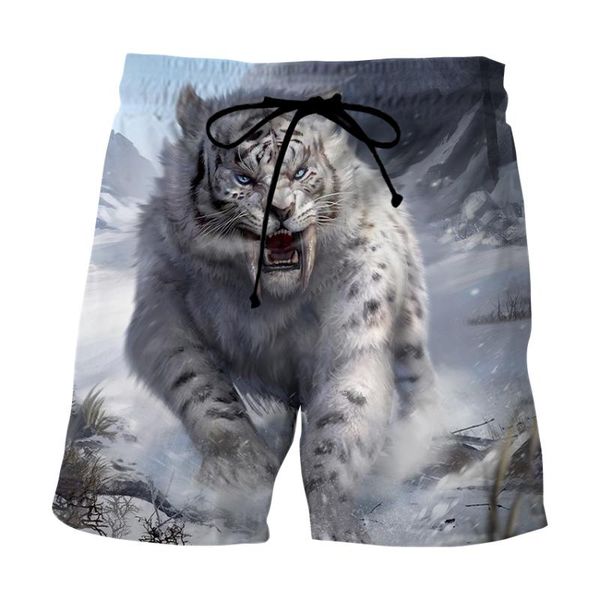 

men's shorts 3d print men beach pants summer men's harajuku sea surfing black casual for animal tiger swimming trunks, White;black