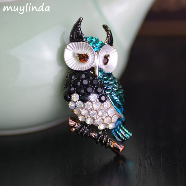 

factory wholesale summer selling cartoon rhinestone alloy brooch owl brooch hea/rtsch/rome