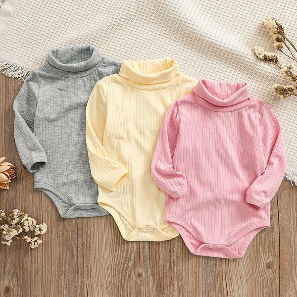 

kids rompers girls boys solid color romper infant toddler high collar pit stripe jumpsuits autumn winter fashion boutique baby clothes, Blue