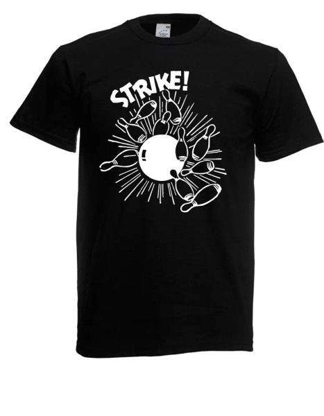 

mens t-shirt bowling strike i spells i fun i funny until 5xl, White;black