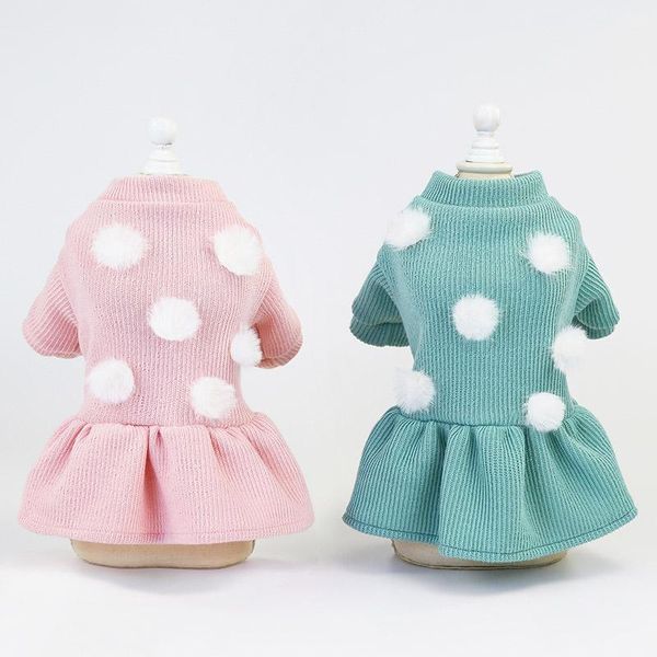 

dog apparel winter pet clothes dot dress for dogs skirt autumn wedding dresses yorkshires chihuahau cat