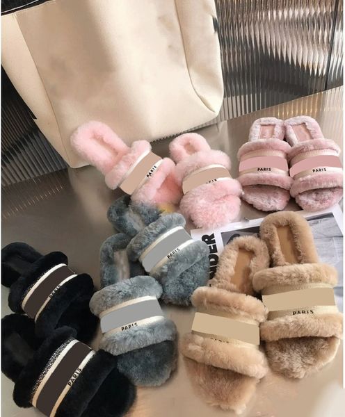 

warm slippers, embroidered flat shoes and comfortable plush sandals are a must-have for ladies in autumn winter, Black