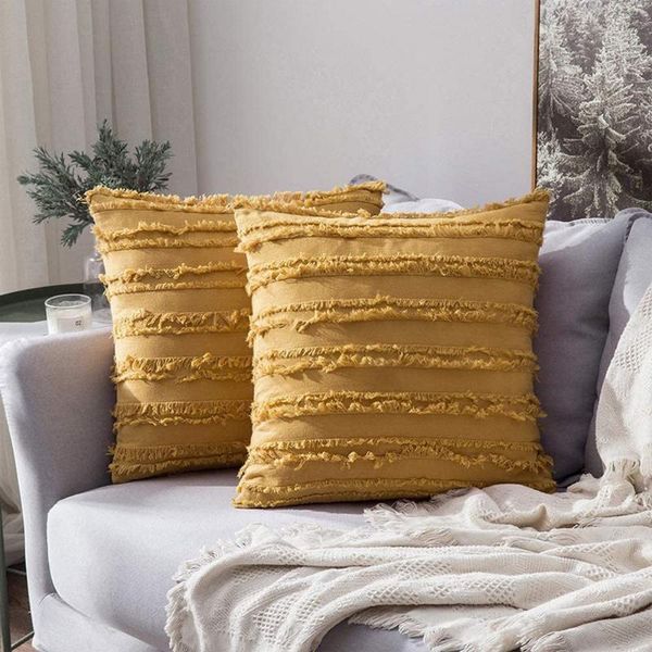 

cushion/decorative pillow white cushion cover floral tassels square case yellow ivory grey cotton 45x45cm home decoration sofa