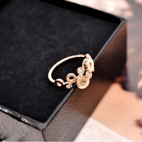 

cluster rings yun ruo mosaic zircon roman numerals ring rose gold color woman gift fashion 316 l titanium steel stainless jewelry never fade, Golden;silver