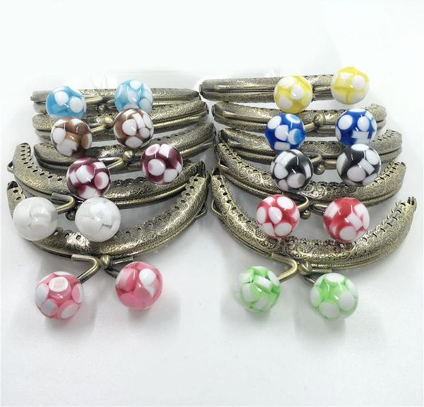 

bag parts & accessories 10pcs 8.5cm jelly candy head metal frame for coin purse handbag diy, Black