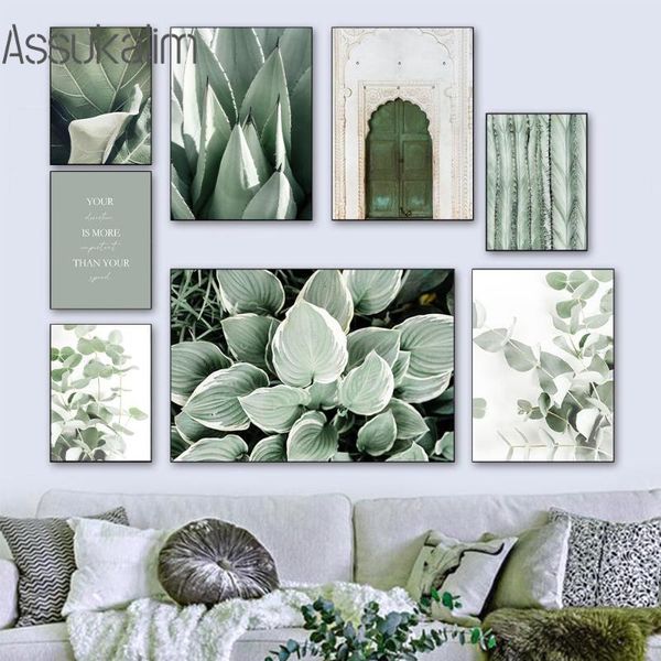 

paintings modern wall art print tropical plants canvas painting door posters green leaf prints nordic pictures living room decor
