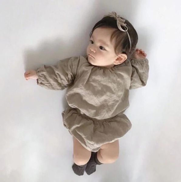 

baby girls clothes little plaid toddler suit 2pcs infant set puff sleeve blouse and bloomer clothing sets, White