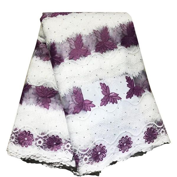 

ribbon african lace fabric for wedding dress 2021 nigerian swiss voile in switzerland with beads tassel, Pink;blue