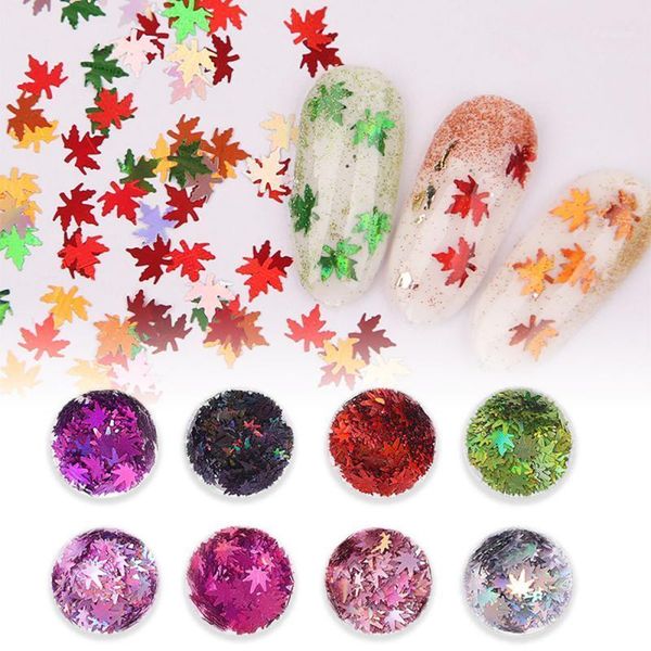 

color maple nail leaf sequin sequins art manicure beauty decorations1, Silver;gold