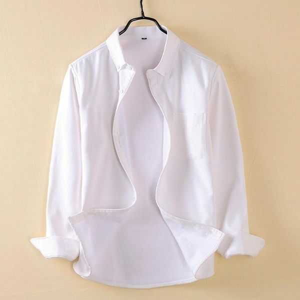 

men's casual shirts thickened solid color shirt men spring long sleeve plus size male holiday vocation beach camisas masculina, White;black