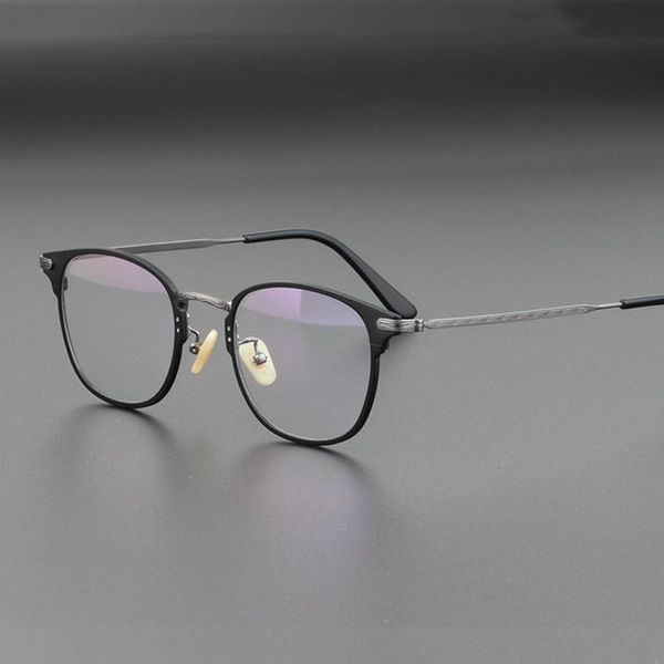 

fashion sunglasses frames titanium glasses frame men women handmade vintage square eye man optical myopia eyeglasses clear eyewear oculos, Black