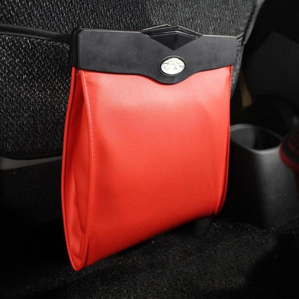 

car organizer auto seat back hanging led trash can garbage holder storage bag
