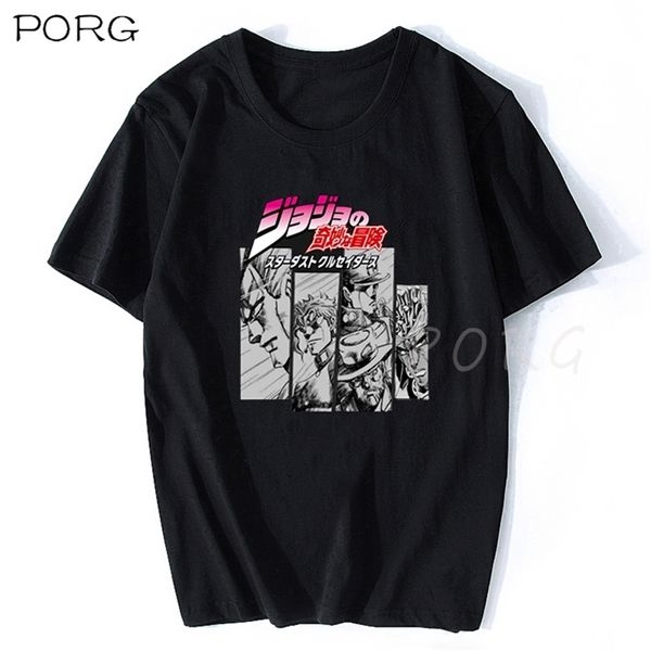 Jojos Bizarre Adventure Vintage Men Manga T-shirt Harajuku Streetwear Cotton Camisetas Hombre Vaporwave Japan Anime Shirt 210714