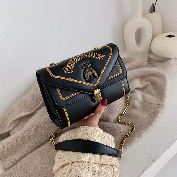 

evening bags qyahlybz band fashion embroidery women chain shoulder female luxury designer handbag black white women's