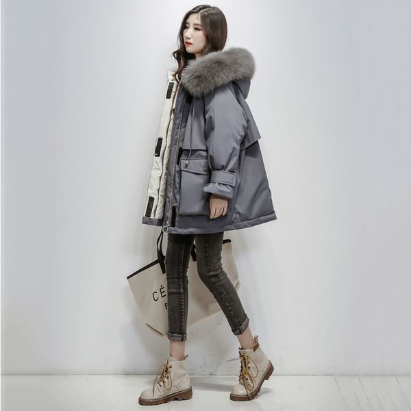 

women down jaets coat winter fashion baggy thi warm bubble oversized puffer ladies coat parker cotton padded jaets outwear, Black