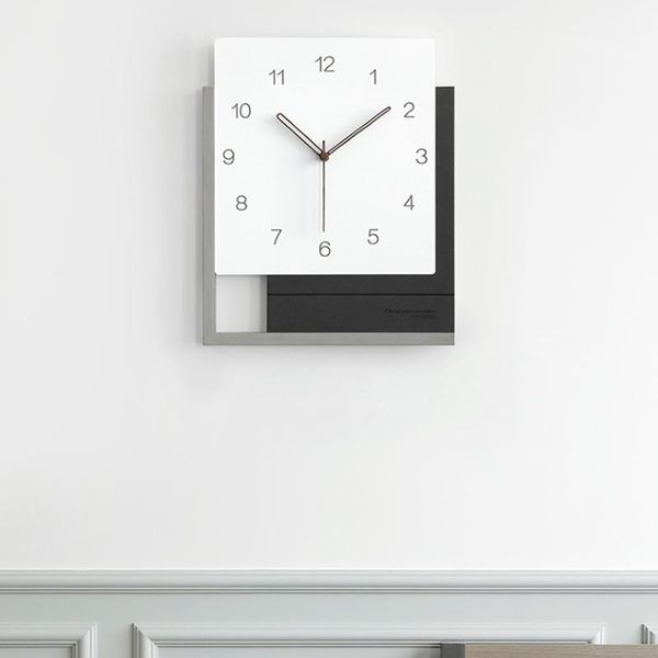 

living room nordic luxury clock hanging wall modern simple personality silent art square decor clocks