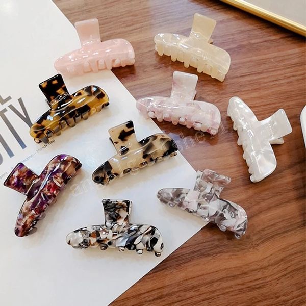 

large acetate leopard print acrylic hairpins clip hair claws for women girl hair accessories headdress party gifts, Slivery;white
