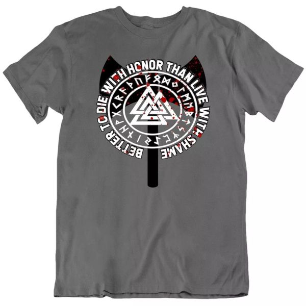 

viking quote symbol die with honor normans t shirt, White;black