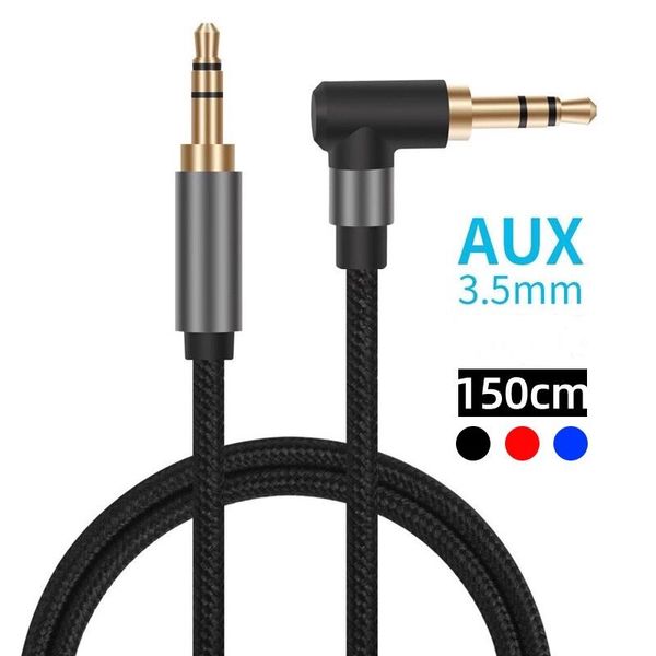 150 cm 90 Grad 3,5 mm AUX-Audiokabel Schlankes und weiches AUX-Kabel für Telefonlautsprecher Kopfhörer MP3 4 PC Heim-Autoradios