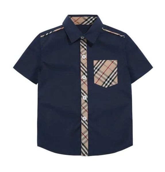 

boys' summer short sleeves shirt dark blue cotton top, White;black