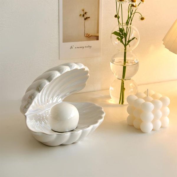 

decorative objects & figurines boussac led lights home office storage key accessory holder fresh simple sea shell shape ceramic ornaments co