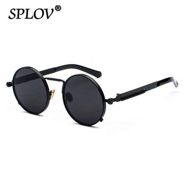 

new punk men women retro around stoom brand designer small circle sunglasses vintage metals frame driving eyewear, Black