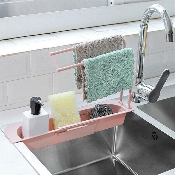 

kitchen faucets sink drainer rack storage basket bag faucet holder adjustable bathroom accessorie