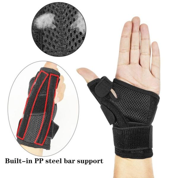 

wrist support thumb sprain fracture brace splint stabilizer immobilizer tendon sheath trigger thumbs protector, Black;red