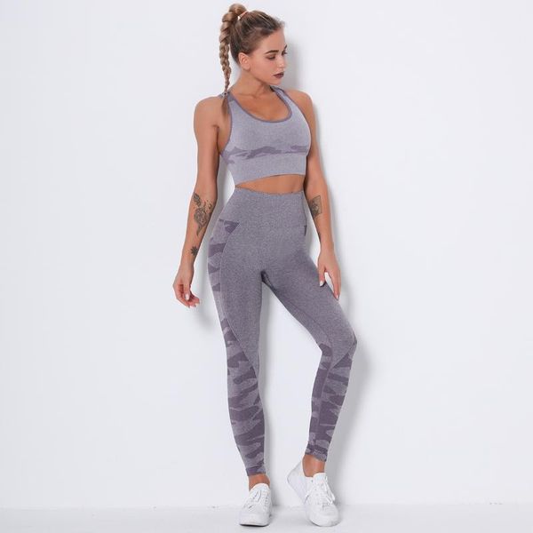 

yoga outfits workout clothes for women camo set medium support sports bra high waisted fit gym leggings seamless suit, White;red