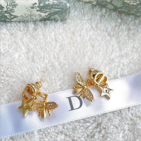 

cuff stud earrings d's / ins bee star studded, Golden